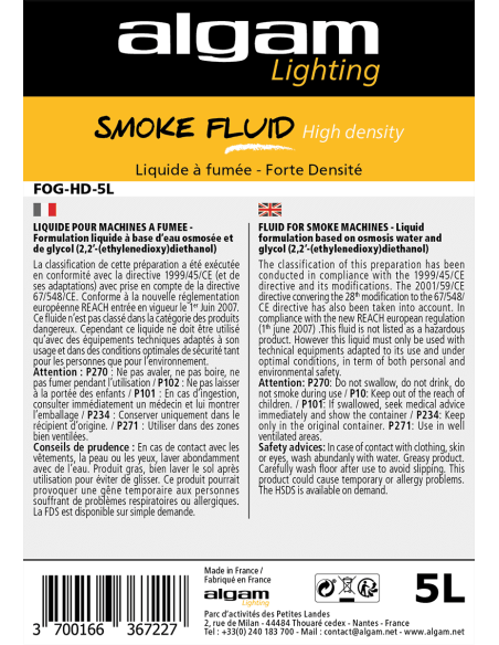 ALGAM LIGHTING - Foog Fluid - Hoge dichtheid - 5 L
