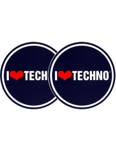 2x Slipmats Logo I LOVE TECHNO