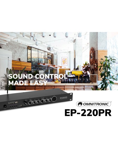 Omnitronic EP-220PR : Mediaspeler met USB/SD/FM radio en bluetooth