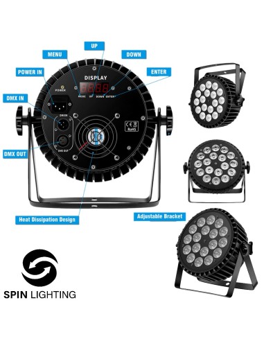 SPIN Lighting : 18x 10W RGBW 4 IN 1 LED