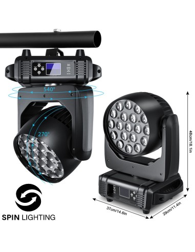 SPIN Lighting : 19 X15W Wash Moving Head Zoom