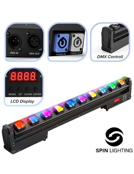 SPIN Lighting : 10 x25W RGBW LED Motorised LightBar