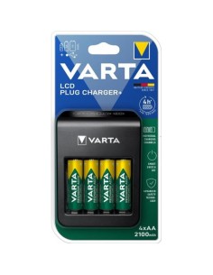 Varta LCD Plug Charger + inclusief 4 stuks AA-batterijen