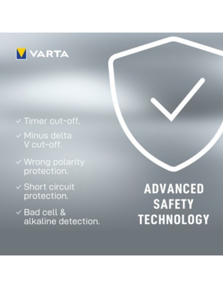 Varta LCD Plug Charger + inclusief 4 stuks AA-batterijen
