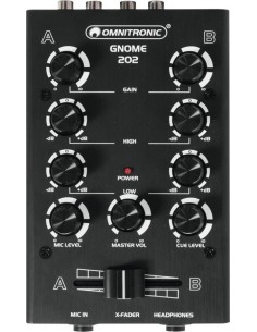 Omnitronic Gnome-202 2-Channel Mini DJ Mixer, Black 2