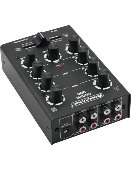 Omnitronic Gnome-202 2-Channel Mini DJ Mixer, Black